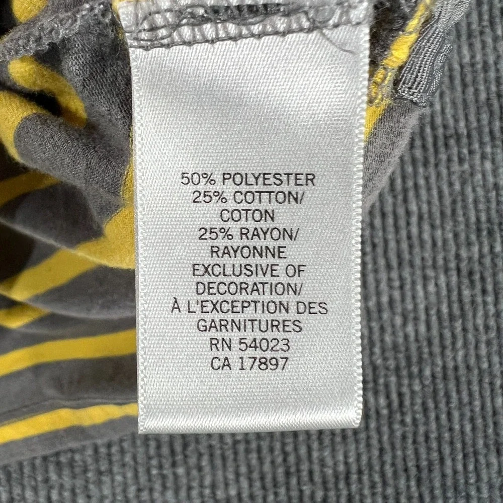 Banana Republic Mens Size Medium Gray‎ Yellow Striped Short Sleeve Polo Shirt